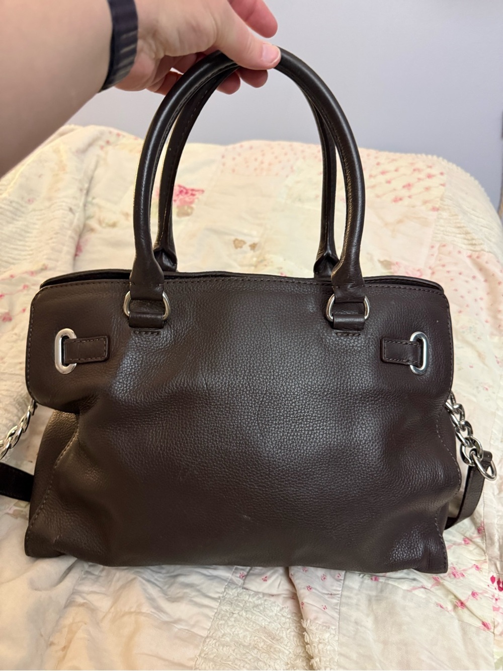 Vintage Michael Kors Hamilton Large Pebbled Leather Satchel/Shoulder Bag - Picture 2 of 9